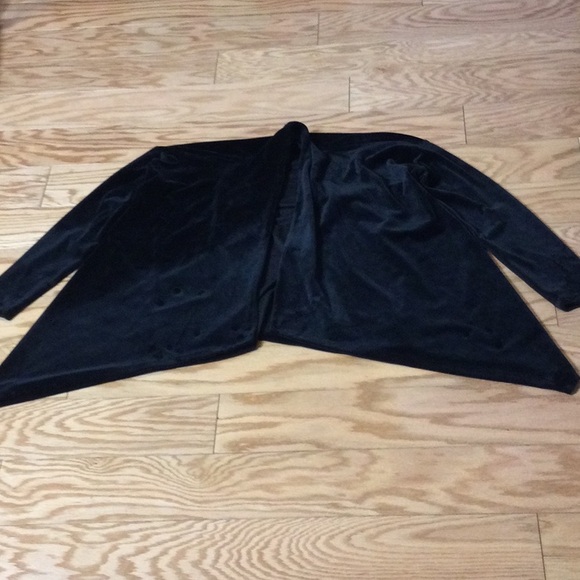 M Spring + Mercer black velvet stretch open front drape jacket - Picture 3 of 14
